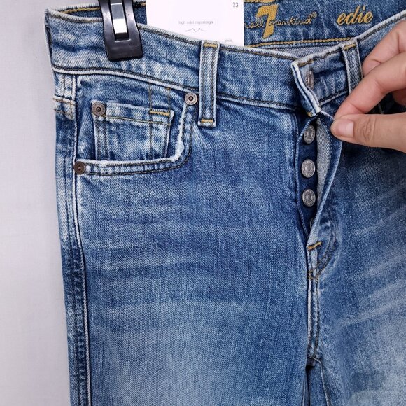 7 for All Mankind Edie Jeans Size 23 High Waist Crop Straight Leg Button Fly - Picture 4 of 16